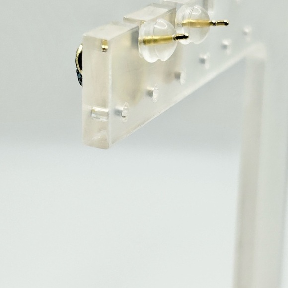 Blue and Black Stone Teddy Bear Stud Earrings-New! - Picture 3 of 4